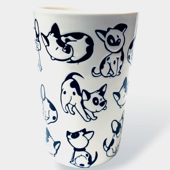 Graydon Hall Dog Mug, Black and White, Praying Dog, Kissing Dog, Playful Dog - Picture 2 of 5